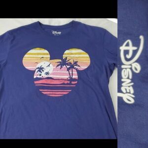 M 38" DISNEY TROPICAL palm tree PRINT GRAPHIC Mickey Mouse SUNSET TSHIRT medium